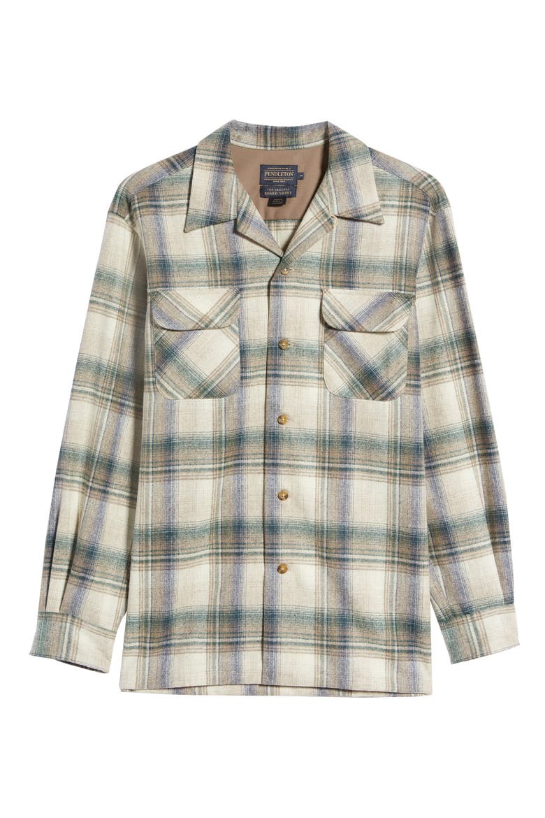 Board Plaid Lined Wool Button-Up Shirt, Alternate, color, NAVY PLAID