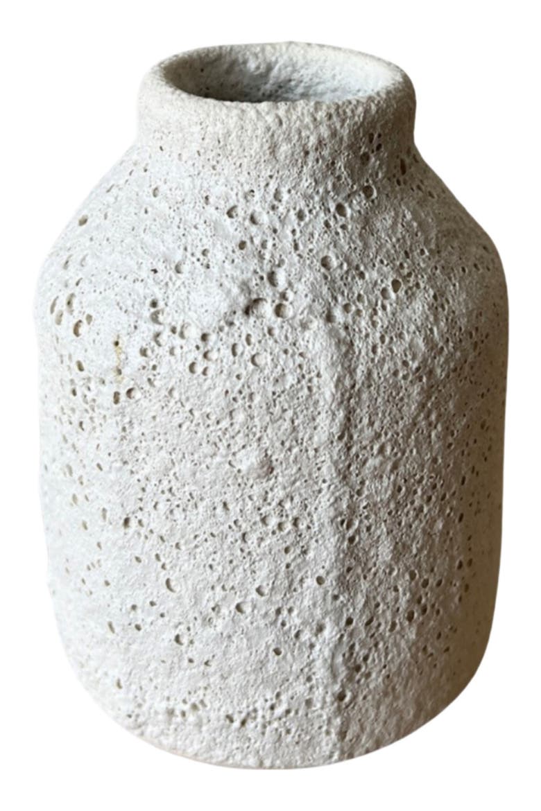 Round Crater Vase, Alternate, color, White