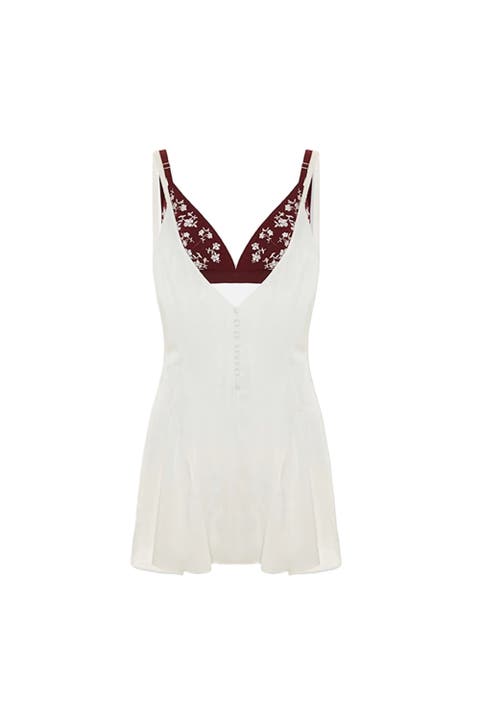 The Broderie Anglaise Edit Satin Dress With Embroidered Bra Panel