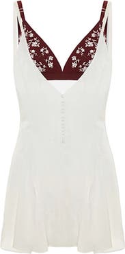PCFG The Broderie Anglaise Edit Satin Dress With Embroidered Bra Panel