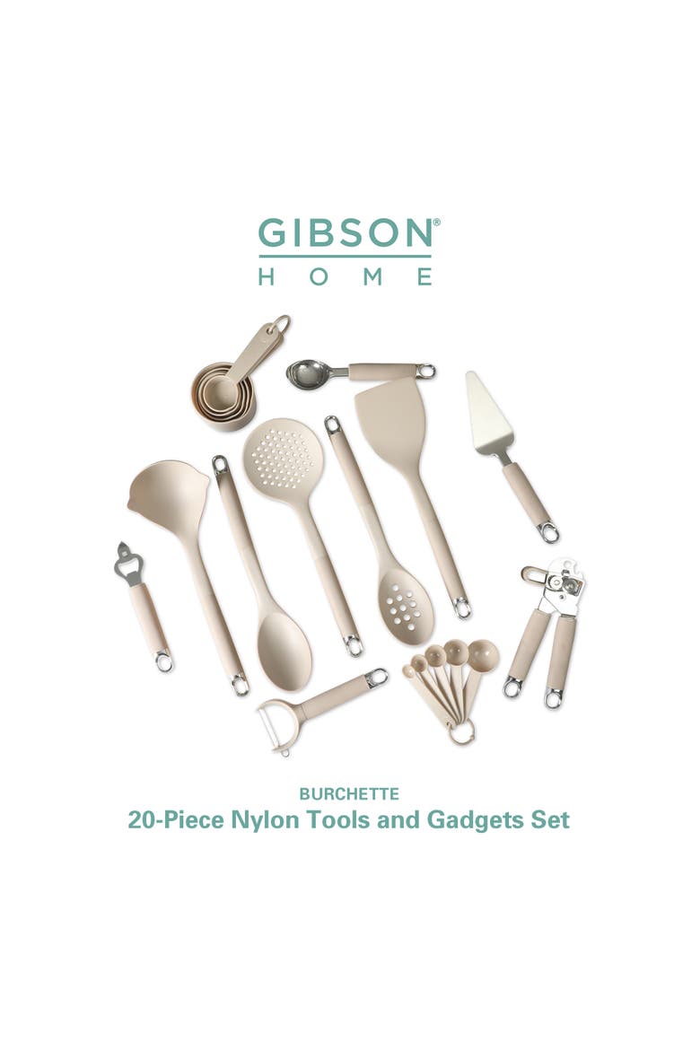 Nylon Kitchen Gadget & Tool Set with Spatulas and Ladle, Main, color, Taupe