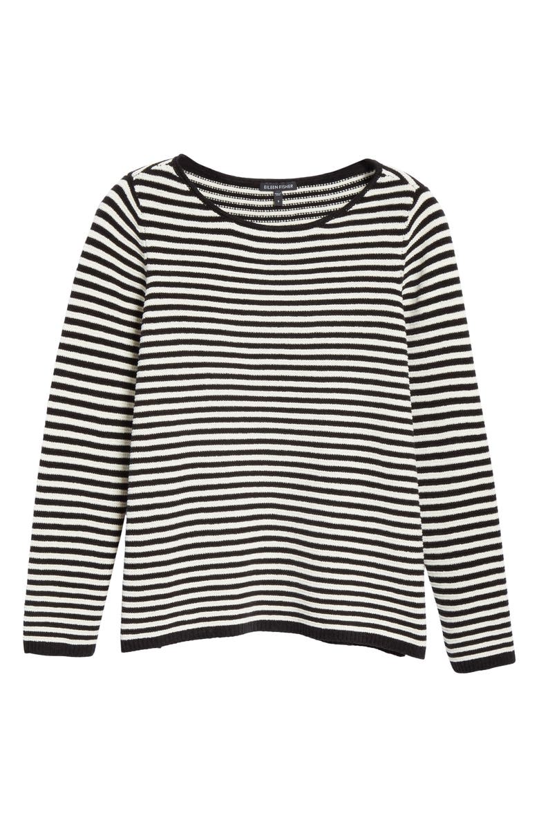 Eileen Fisher Stripe Organic Cotton Chenille Sweater, Alternate, color, 