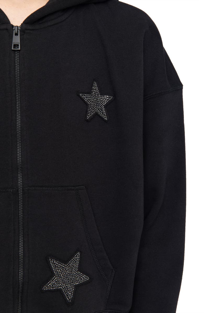 Zadig & Voltaire Mia Strass Rhinestone Star Hoodie, Alternate, color, Black