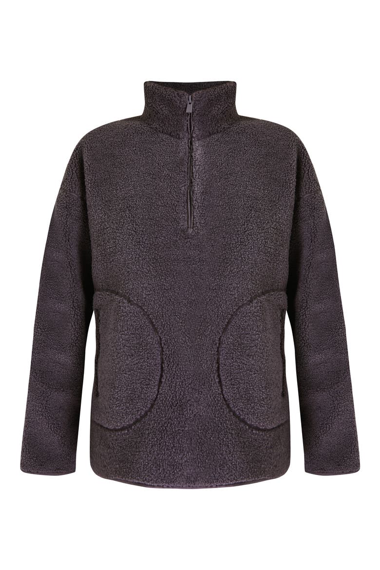 Oversize Fleece Half Zip Top, Alternate, color, URBAN GREY