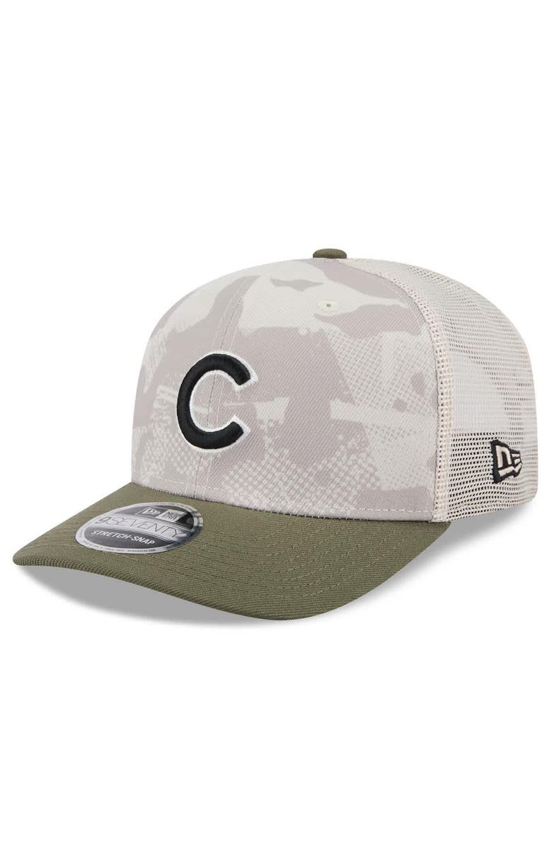 New Era Men's New Era Light Beige/Olive Chicago Cubs 2025 Armed Forces Day 9SEVENTY Stretch-Snap Hat, Alternate, color, Light Beige