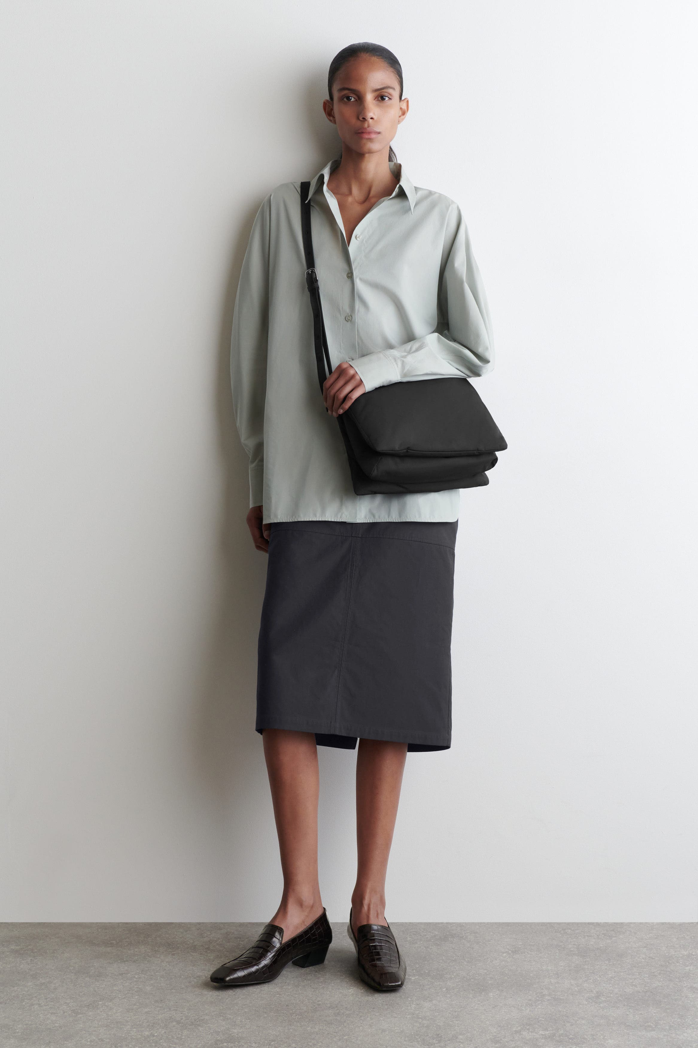 COS Trifold Padded Crossbody Bag, Alternate, color, Black