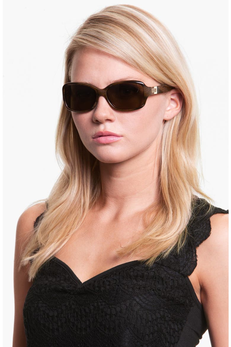 'annika' 56mm polarized rectangular sunglasses, Alternate, color, BROWN