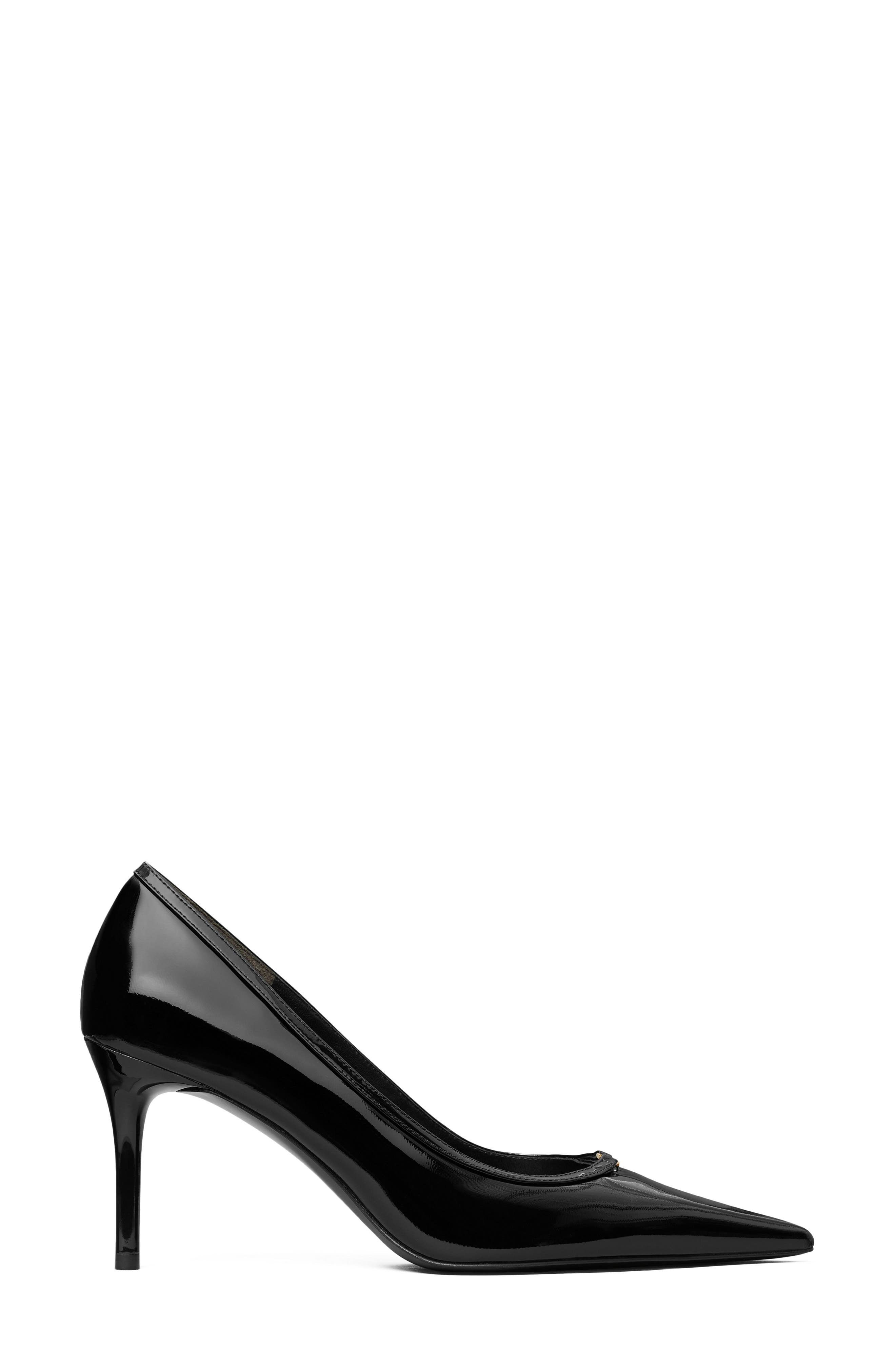 Tory Burch Double T Buckle Pointed Toe Pump, Alternate, color, Perfect Black / Black