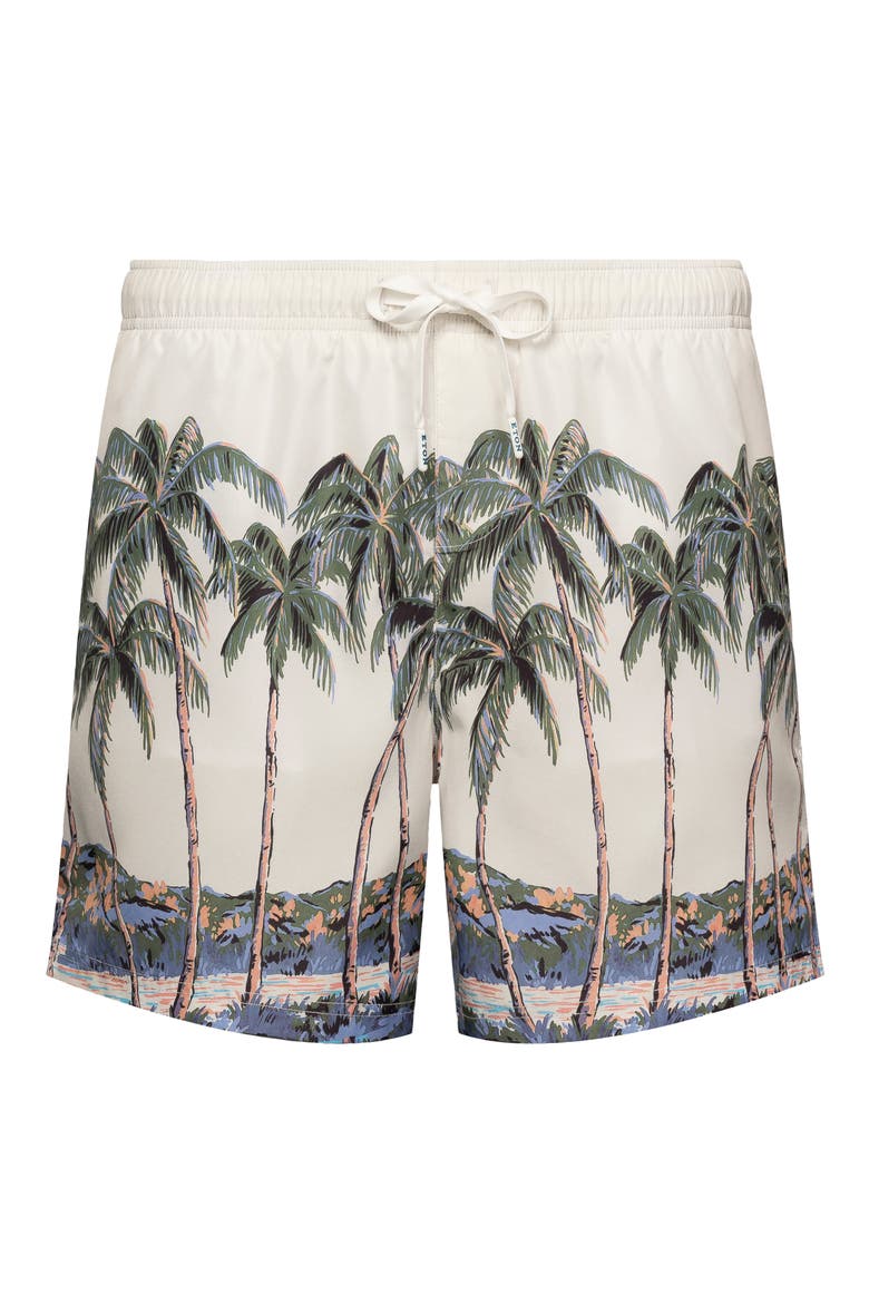 Palm Tree Swim Trunks, Main, color, GREEN