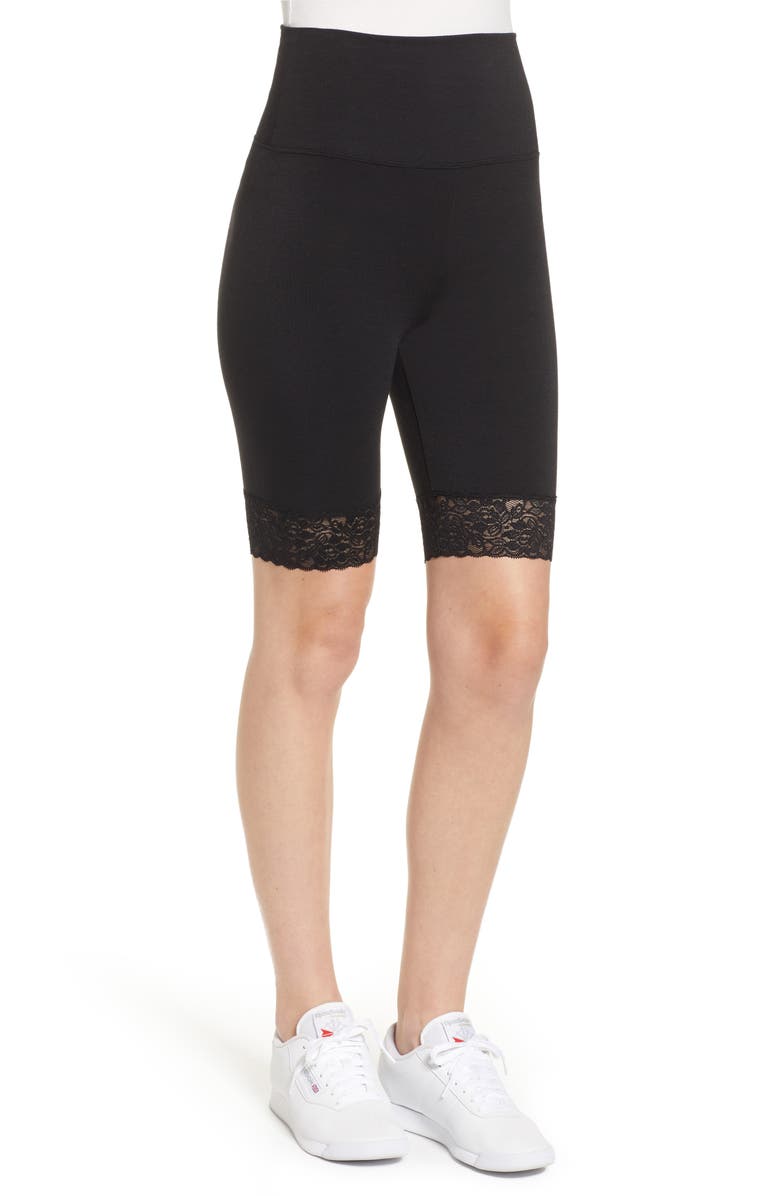 Make + Model Lace Trim Biker Shorts, Alternate, color, 