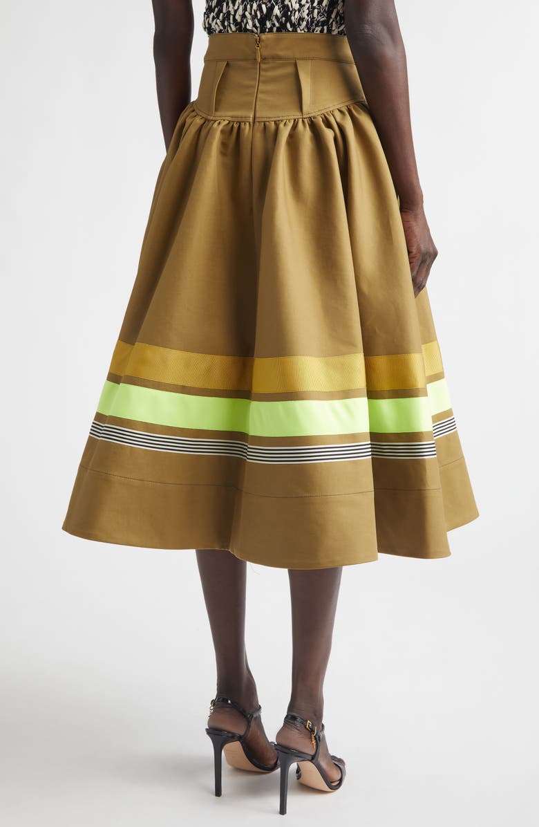 Christopher John Rogers Stripe Detail Midi Skirt, Alternate, color, Cardamom