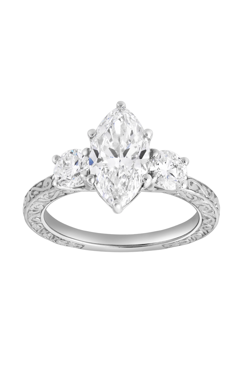 LuvMyJewelry Aislyra 14K Gold 2.70 Ct Marquise Lab Grown Diamond Engagement Ring, Main, color, 14K White Gold