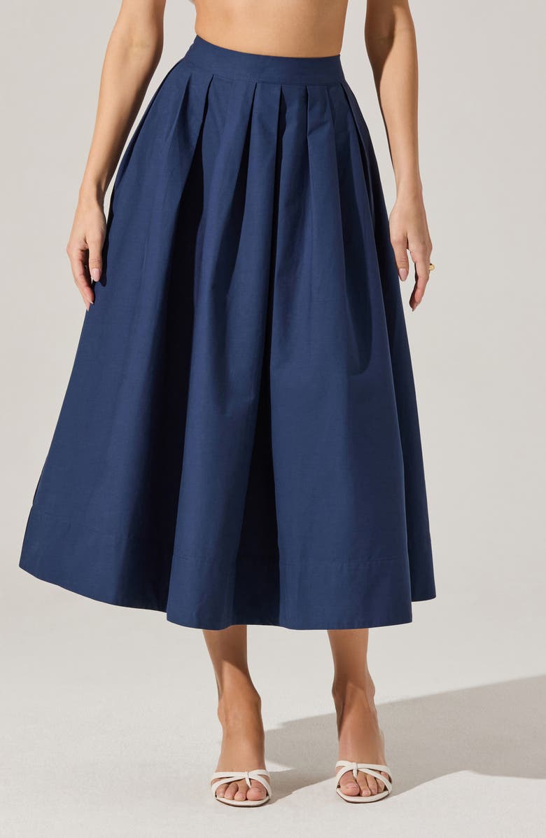 ASTR the Label Cotton Midi Skirt, Alternate, color, Navy