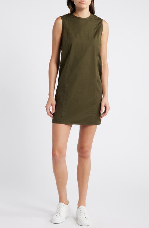Crewneck Sleeveless Stretch Cotton Minidress