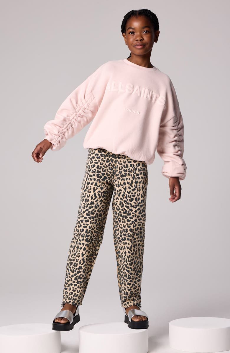 smALLSAINTS by ALLSAINTS Kids' Leopard Print Straight Leg Jeans, Alternate, color, Brown