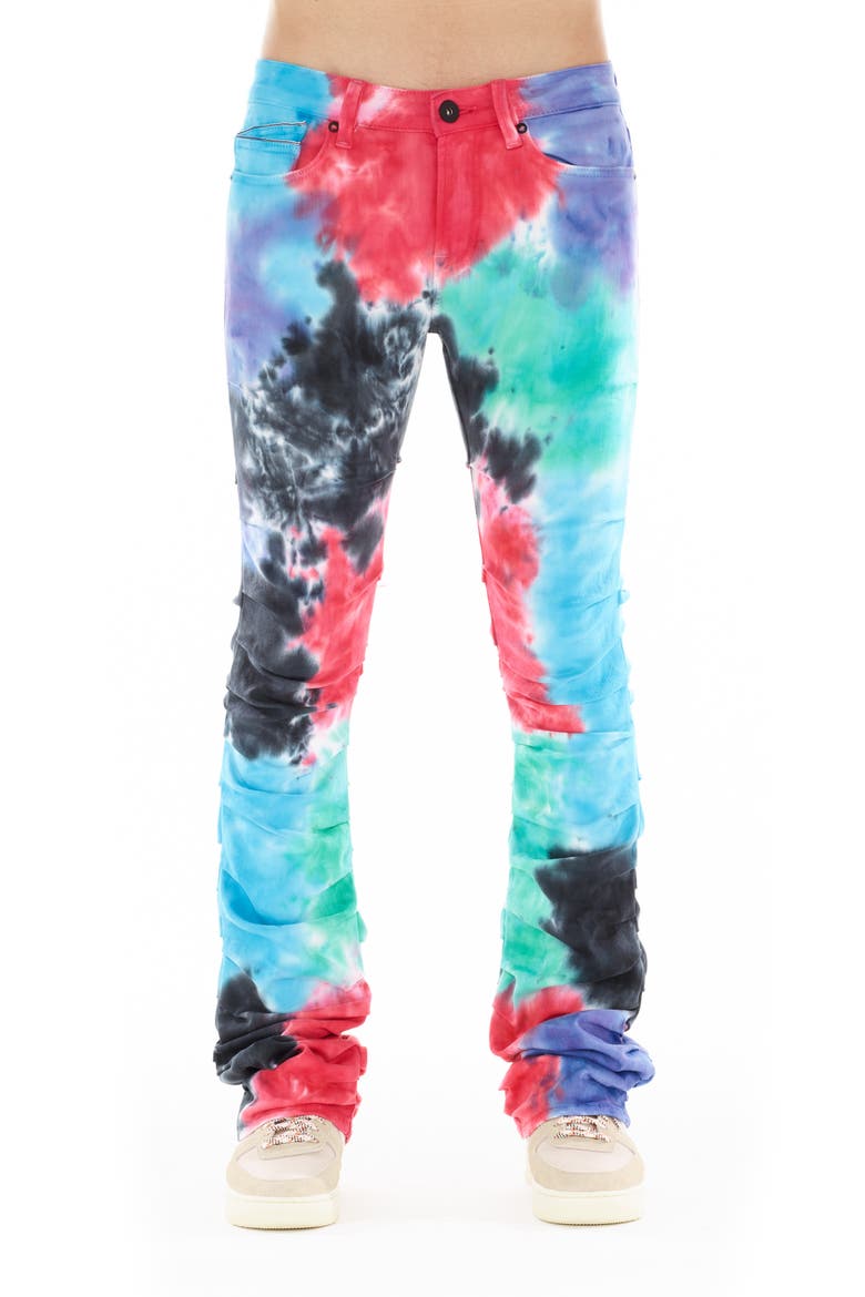 Hipster Nomad Tie Dye Stacked Bootcut Jeans, Main, color, TIE DYE