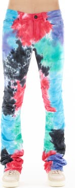 Cult of Individuality Hipster Nomad Tie Dye Stacked Bootcut Jeans