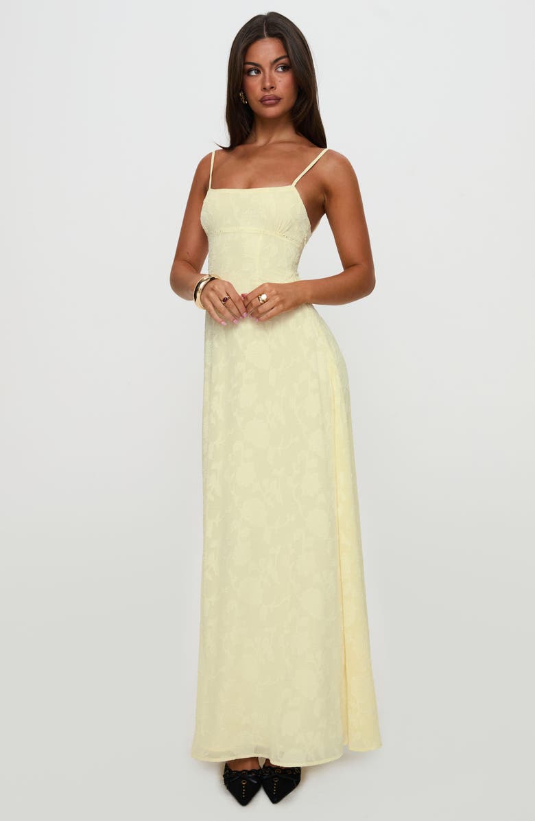 Princess Polly South of France Floral Burnout Maxi Dress, Alternate, color, Yellow