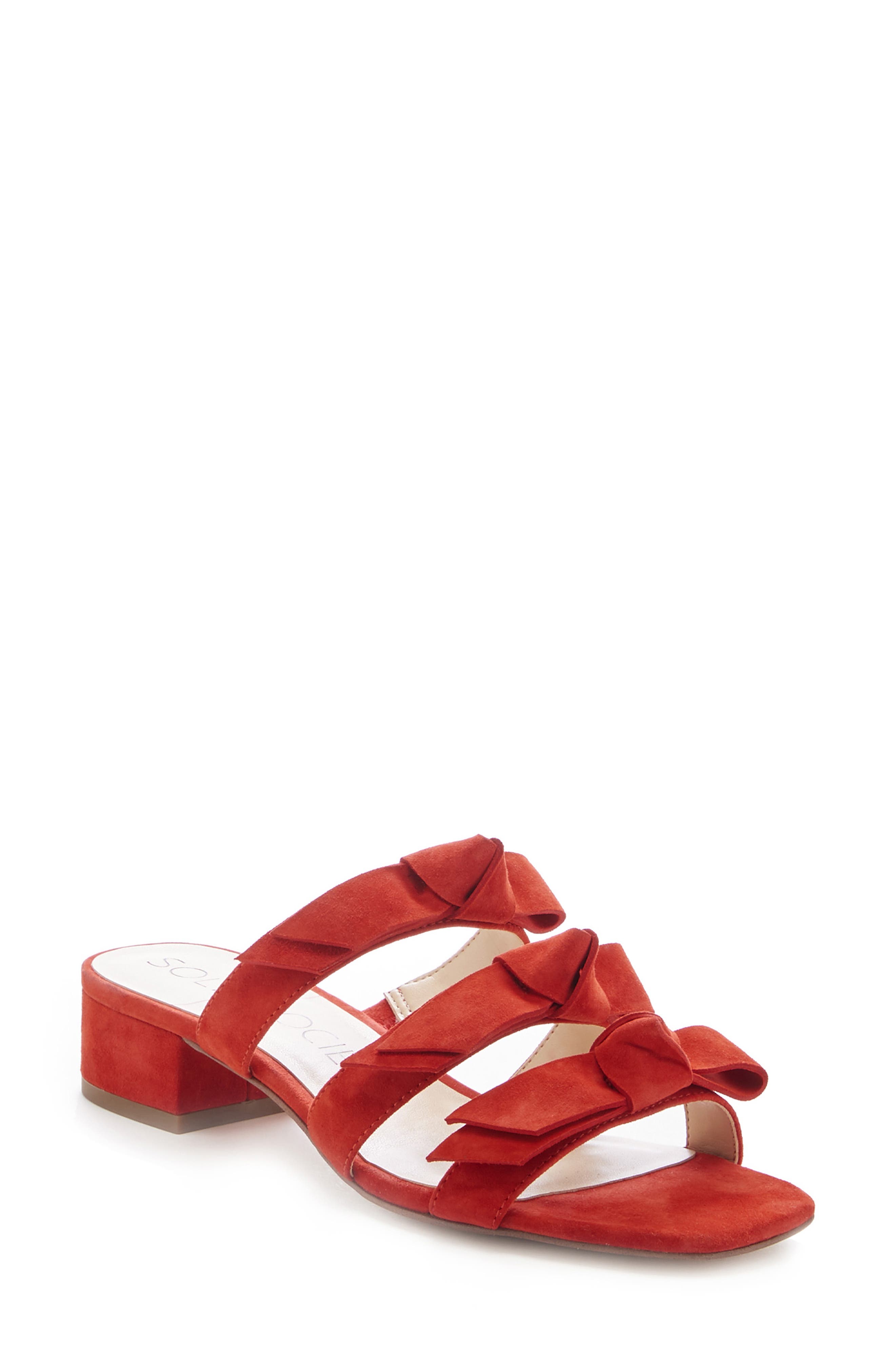 Ezah Slide Sandal, Main, color, BRIGHT RED SUEDE