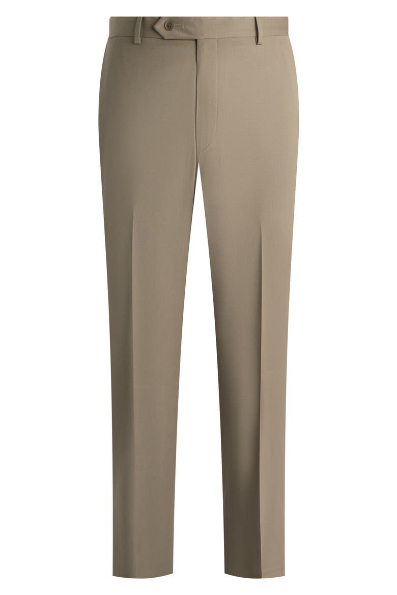Flat Front Straight Leg Wool Dress Pants, Main, color, TAUPE