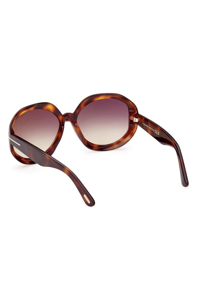 TOM FORD Georgia-02 62mm Gradient Oversize Round Sunglasses, Alternate, color, Dark Havana / Gradient Smoke