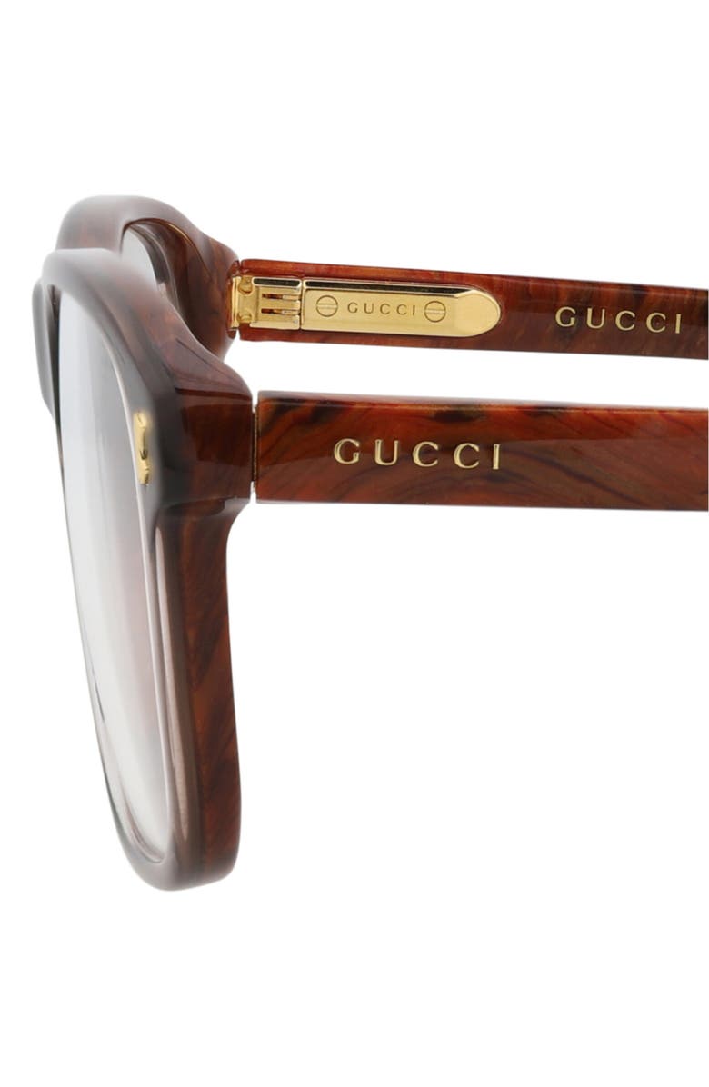 Gucci 56mm Square Optical Glasses, Alternate, color, Brown Brown Transparent