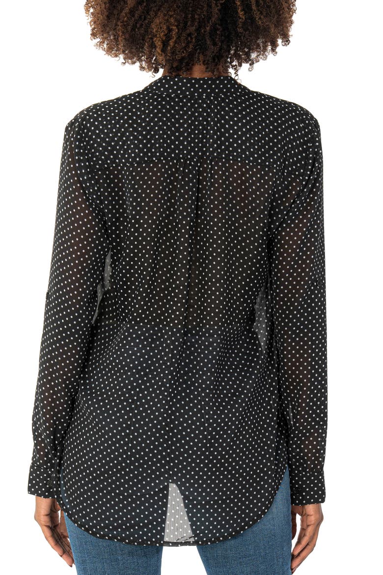 Jasmine Chiffon Button-Up Shirt, Alternate, color, BLACK/ WHITE DOT