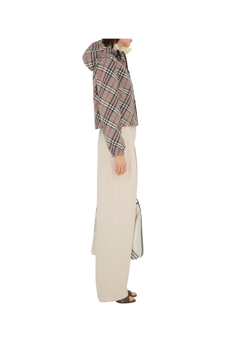 Cropped Reversible Check Hooded Jacket
