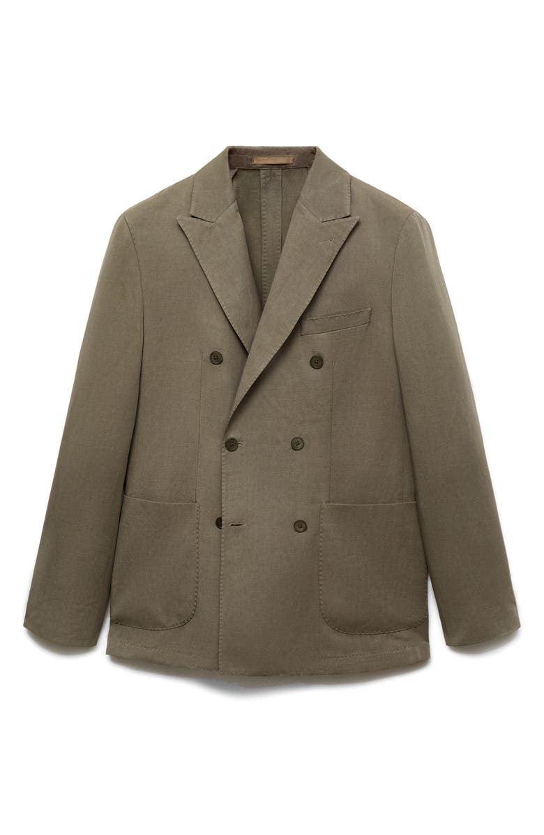MANGO Slim Fit Double Breasted Blazer, Alternate, color, Mink Grey