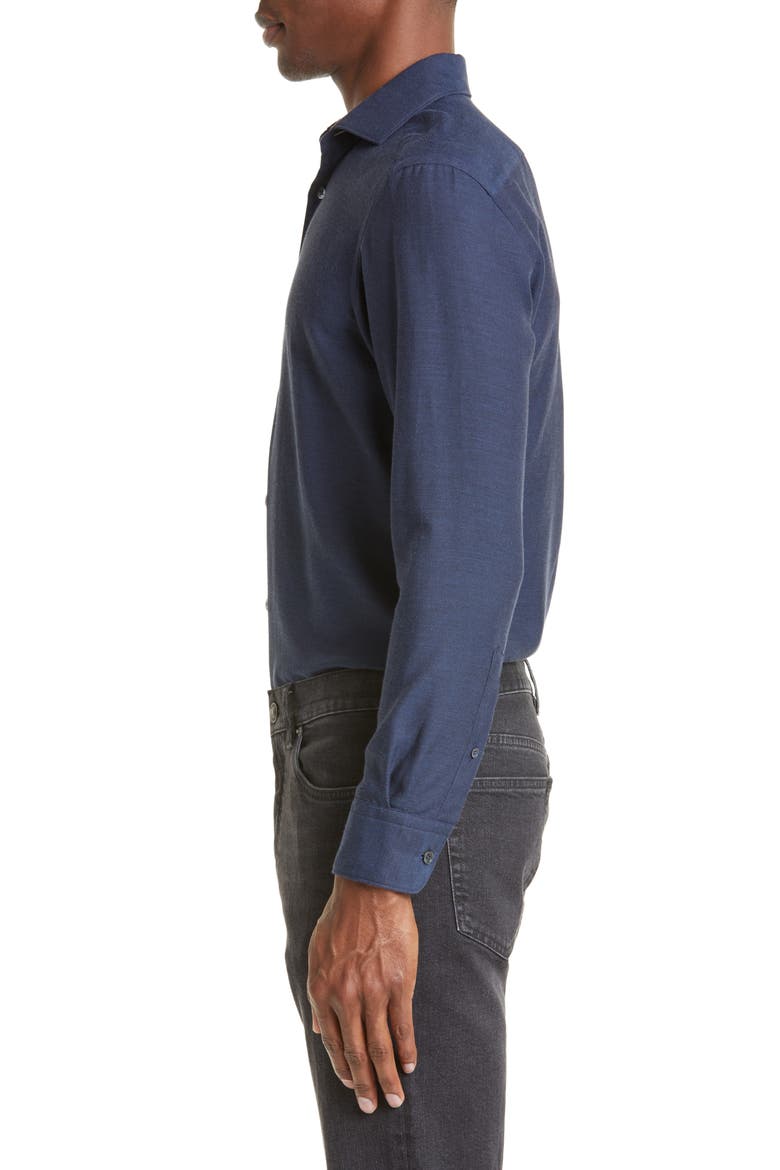 Cashco Cotton & Cashmere Button-Up Shirt, Alternate, color, BLUE