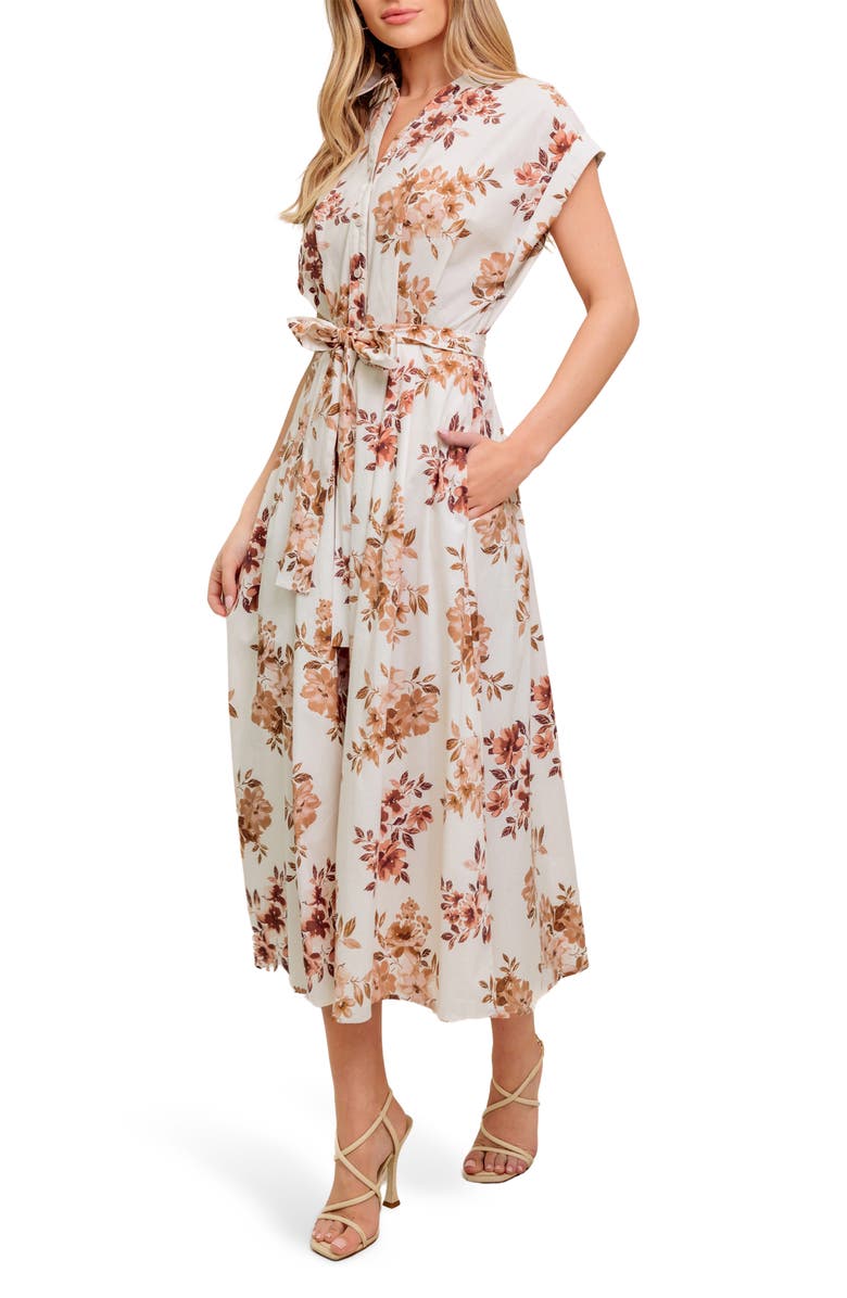 Floral Short Sleeve Cotton Maxi Shirtdress