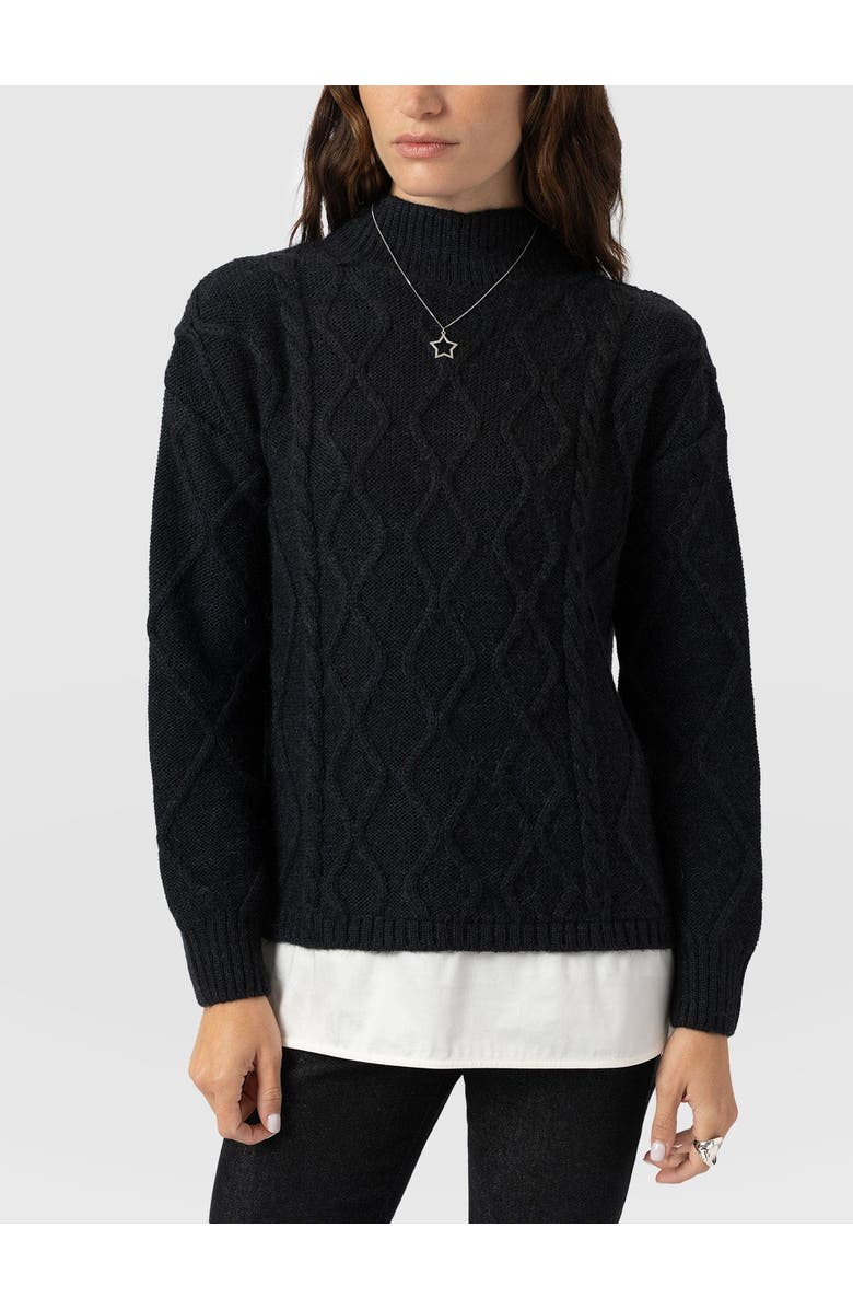 Saint + Sofia Arden Mock Shirt Sweater, Alternate, color, Black