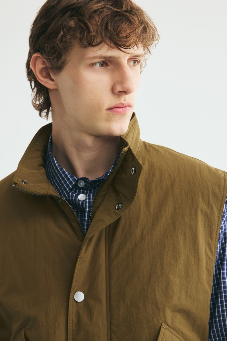 Stand-Up Collar Vest, Alternate, color, Dark khaki green