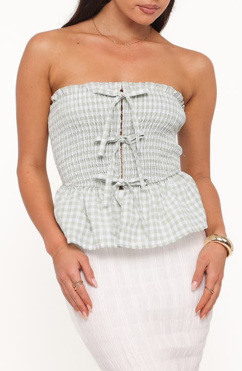 Carina Smocked Bow Strapless Top