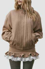 MAUDE CLUB Dahlia Pintuck Bomber Jacket