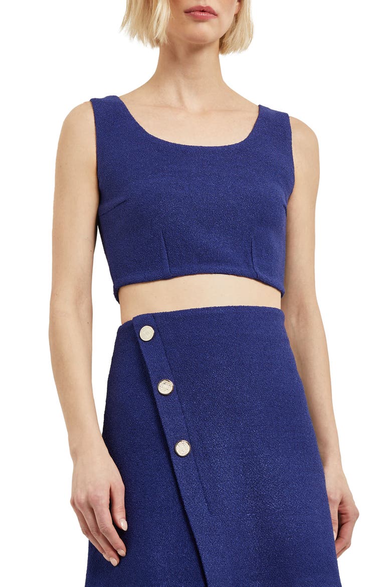 Sleeveless Bouclé Crop Top, Main, color, STARRY NIGHT BLUE