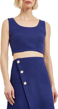 Misook Sleeveless Bouclé Crop Top