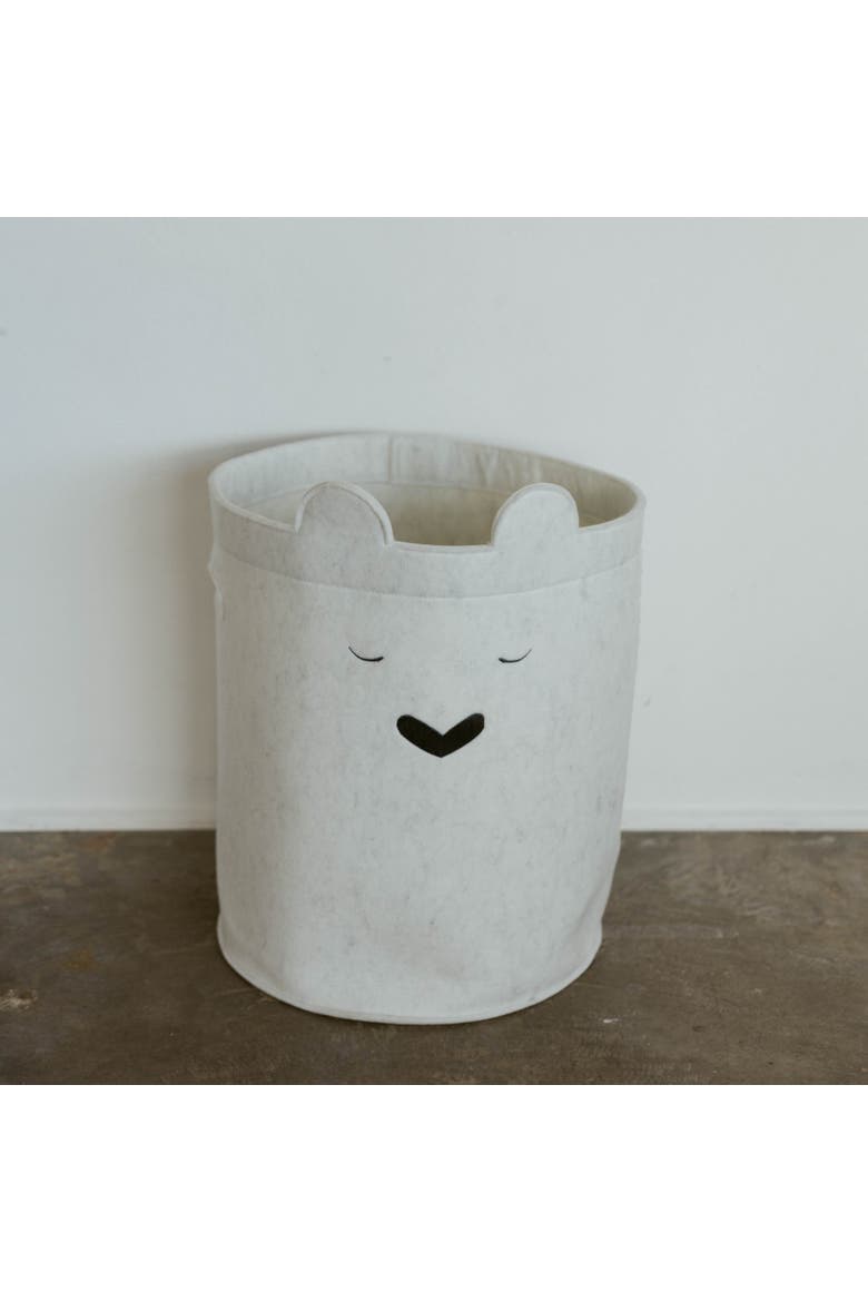 Bear Felt Laundry Hamper, Alternate, color, White