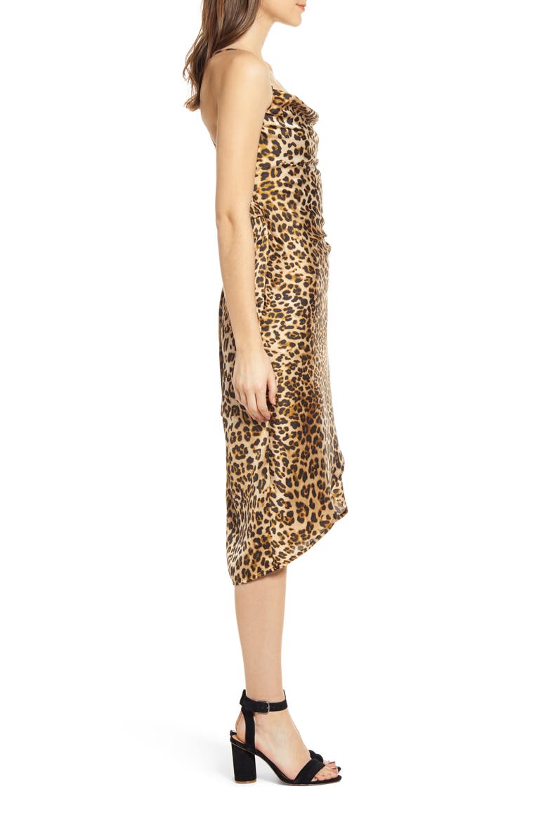 Cowl Neck Leopard Print Midi Dress, Alternate, color, LEOPARD