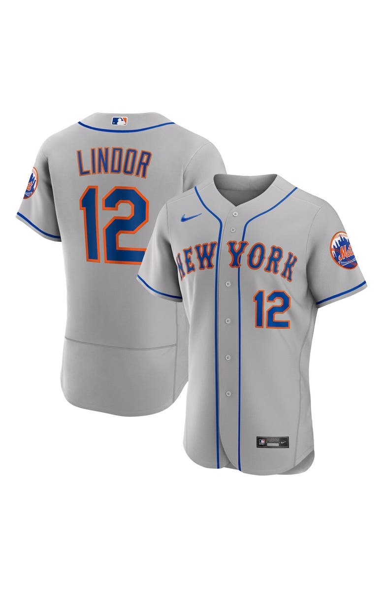 Nike Men's Nike Francisco Lindor Gray New York Mets Road Authentic Player Jersey, Main, color, Gray