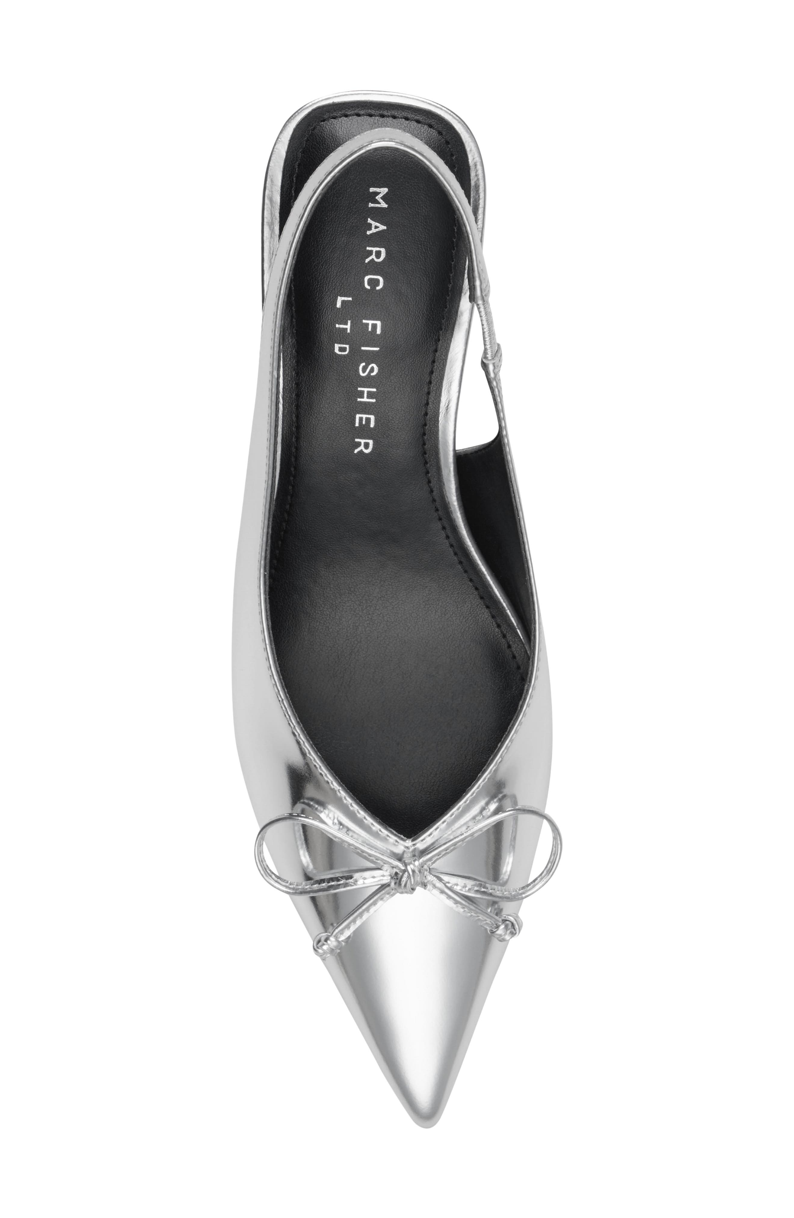Gretel Slingback Pointed Toe Bow Pump, Alternate, color, SILVER