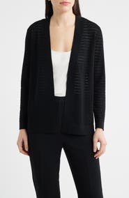 Anne Klein Sheer Stripe Open Front Cardigan
