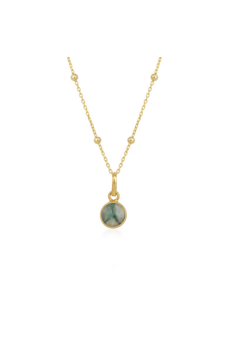 Sterling Silver Natural Circle Pendant Necklace With Beaded Chain, Main, color, Gold