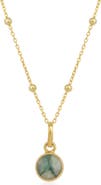 Spero London Sterling Silver Natural Circle Pendant Necklace With Beaded Chain