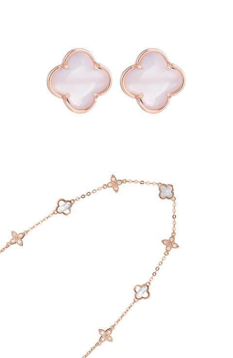 Clover Stud Earrings & Station Necklace Set