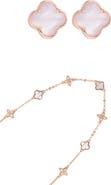 Adornia Clover Stud Earrings & Station Necklace Set
