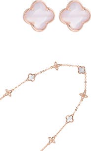 Adornia Clover Stud Earrings & Station Necklace Set