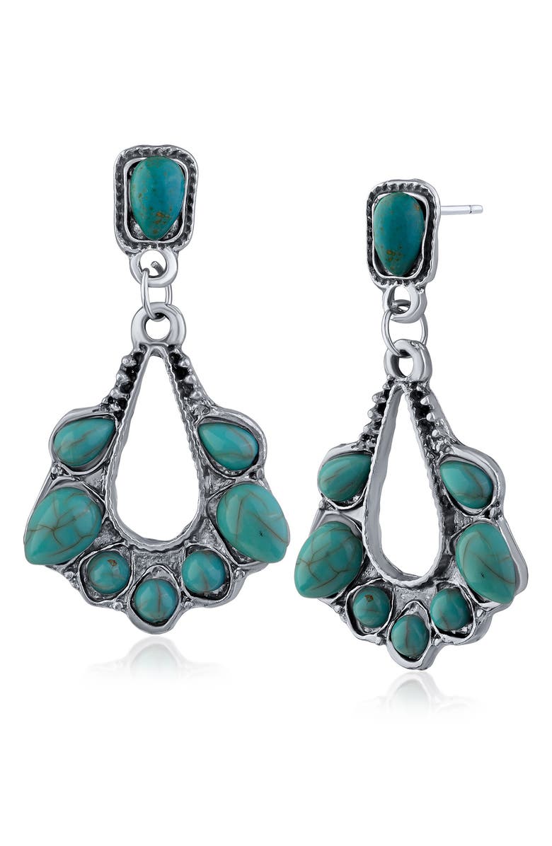 JARDIN Faux Turquoise Teardrop Earrings, Main, color, Turq/ Silver