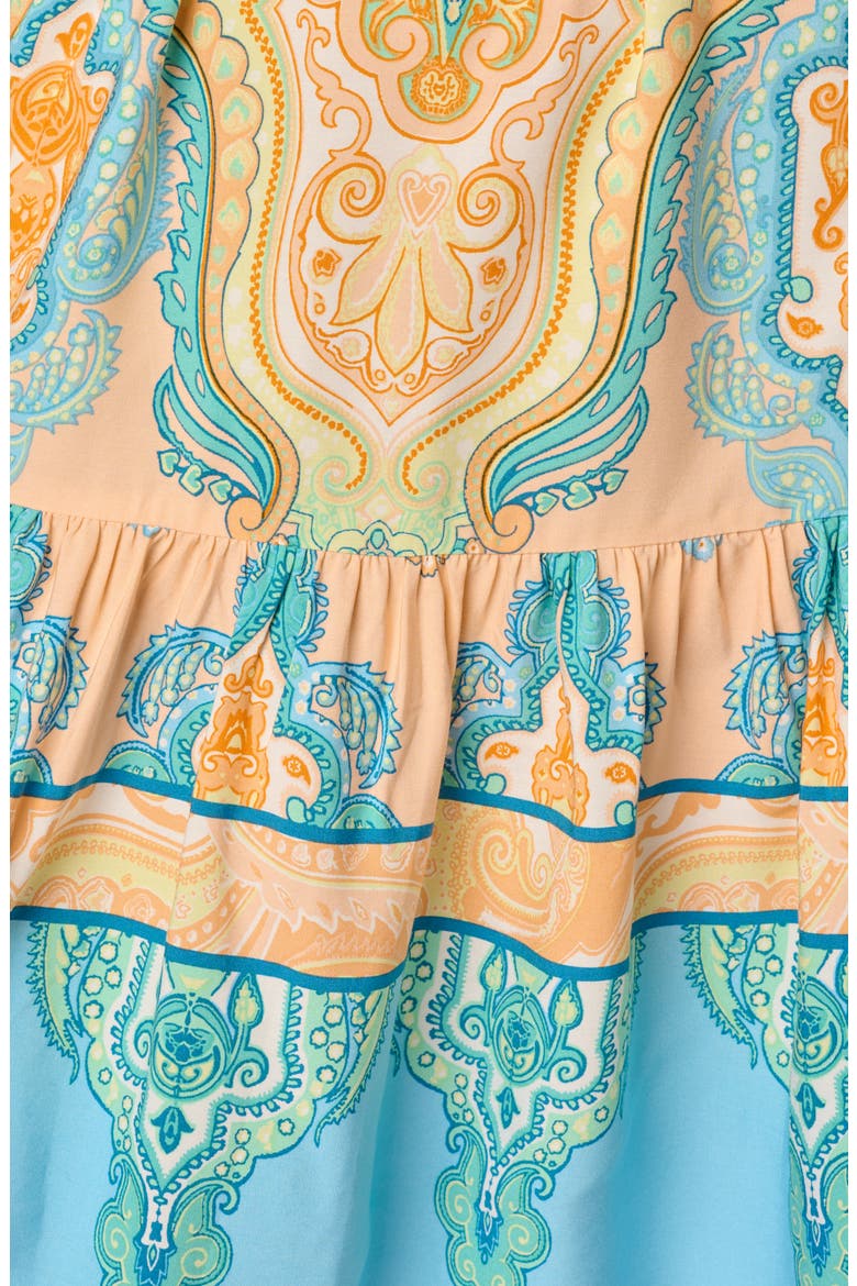 Long Sleeve Placed Print Dress, Alternate, color, PEACH MULTI