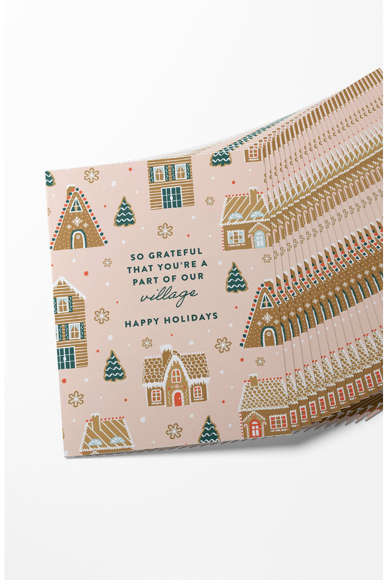 Gingerbread Village Holiday Thank You Boxed Set of 8 Greeting Cards, Alternate, color, Gingerbread Village